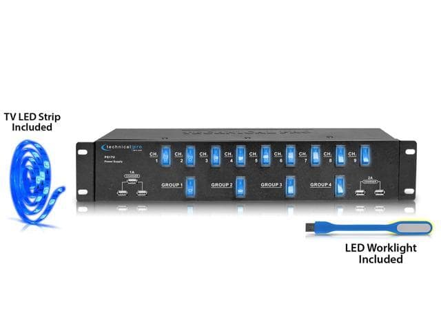 Technical Pro Rack Mount 1800 Watts 17 Outlet Surge Protector with 5V USB Charging Ports,1