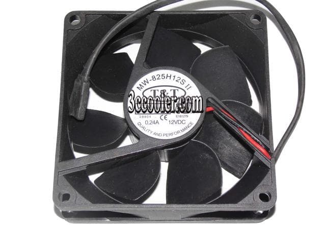 T & T 8CM 80*25mm MW-825H12S 8025H12S 12V 0.24A 2 Wires 2 Pins Case Fan