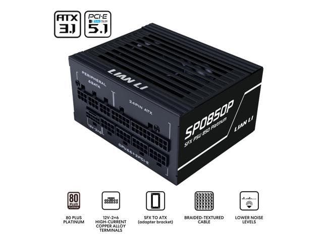 Lian Li SP Platinum 850W SFX Form Factor with 12V-2x6 Connectors - & Compliant - Low-Noise