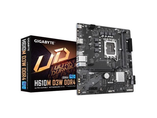 Gigabyte Intel motherboard H610M D3W DDR4 LGA 1700 Micro ATX M.2 PCIe USB Type-C
