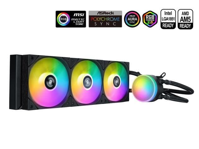 SAMA L60 CPU Liquid Cooler, AIO Cooler 360 4pin PWM Quiet Fans - FDB Bearings ARGB Water C