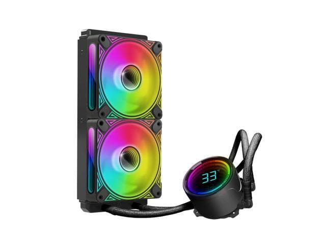 240 CPU Liquid Cooler,Water Cooler with Temperature Display Screen,240 Radiator ARGB & PWM