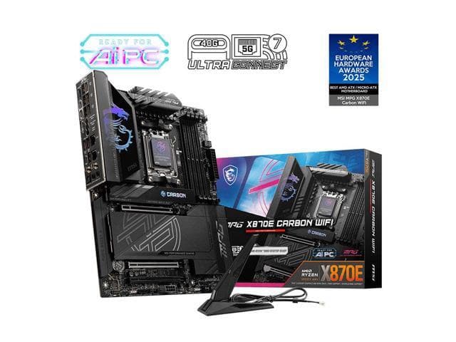 MSI MPG X870E CARBON WIFI Dark MotherboardSupports 9900X3D, 9950X3D, and 9800X3D CPUs (AMD