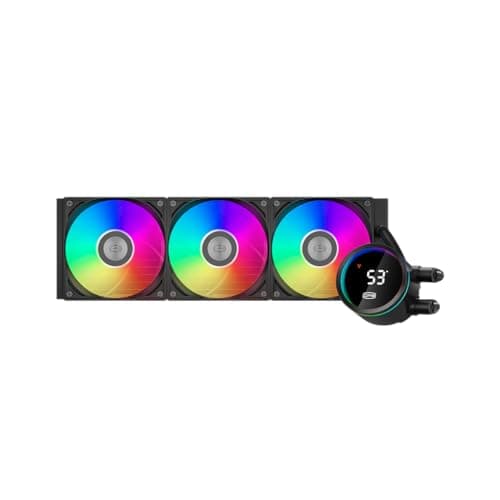 PCCOOLER CPU Cooler ARGB with LCD Digital Display, 360 Radiator, 3 Silent ARGB PWM Fans, C