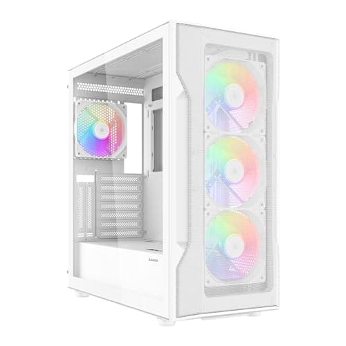 SAMA S40 Mid Tower ATX PC Case – High-Airflow Mesh Design, 4x120mm ARGB PWM Fans, Tempered