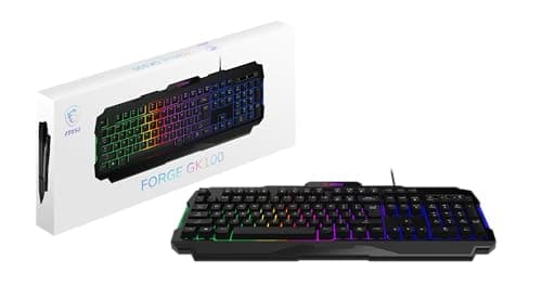 msi Forge GK100 US - Membrane Keyboard, RGB, Ergonomic, Anti-GHOSTING, Angle-Adjustable