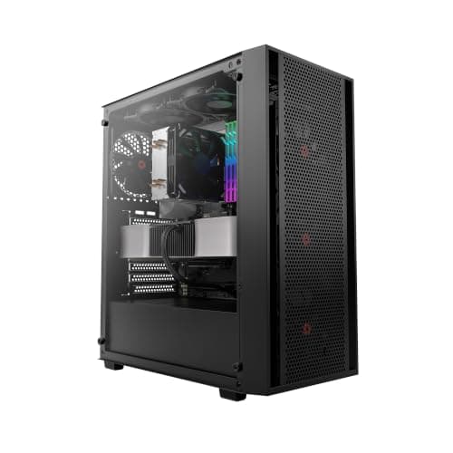 Rosewill ATX Mid Tower Gaming Computer PC Case with Side Tempered Glass, Preinstalled 4 x