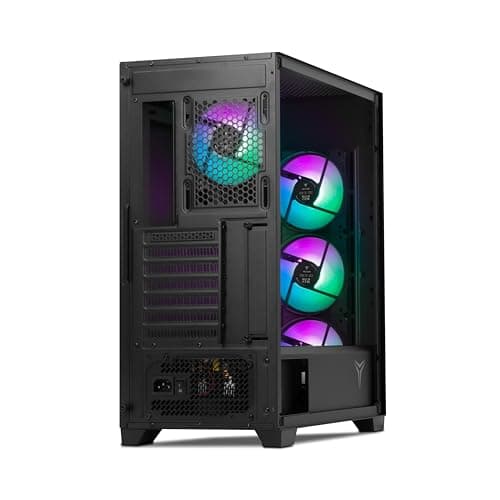 Yeyian ATX Mid‑Tower PC Case, 4 ARGB Fans Included, Tempered Glass Side Panel, High‑Airflo
