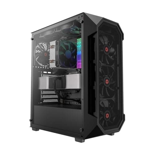 Rosewill ATX Mid Tower Gaming Computer PC Case Tempered Glass, Built-in 4X 120mm PWM Fans