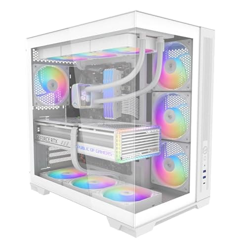 SAMA V52 ATX Mid Tower PC Case, Dual-Chamber Panoramic Tempered Glass Gaming Case, Back-Co