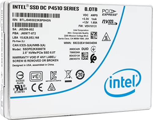 Intel Corporation INT SSDPE2KX080T801 SSD DC P4510 Series ( 2.5in 8TB
