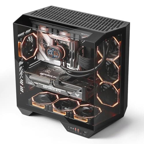 darkFlash Full-Tower ATX Gaming PC Case, Vertical GPU Mounting, Back Plug-in Motherboard,