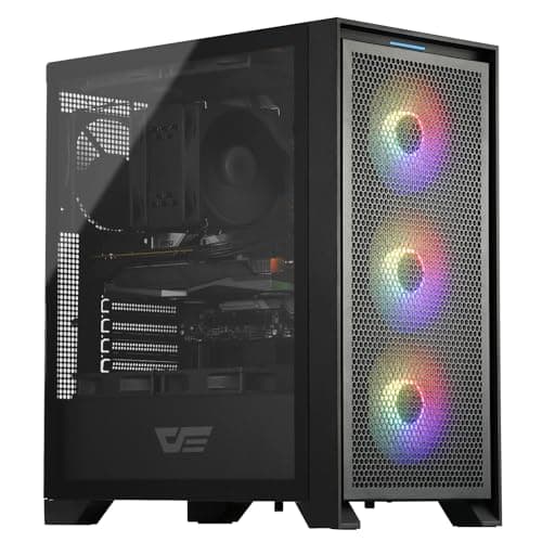 darkFlash ATX Mid-Tower Gaming PC Case, Pre-Installed 3x120mm Fix RGB Fans,